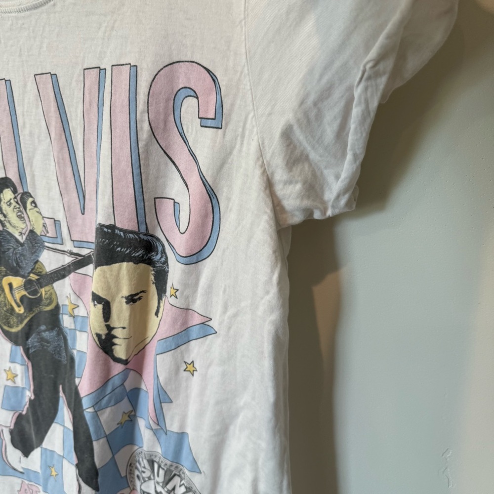 Recycled Karma White Elvis Graphic T-Shirt 100% Cotton Womens Size Small Band - Picture 5 of 10